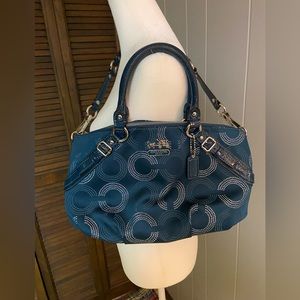 Coach Dotted Signature Teal Shoulder Hand Bag